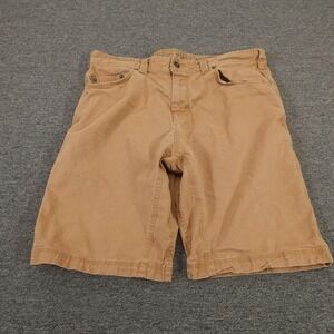 PrAna Cargo Shorts Mens 38 Beige Organic Cotton Canvas 11 Inseam Workwear Casual